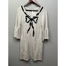 Eshakti shift dress Womens size 8 beaded accents pockets Heather Gray New