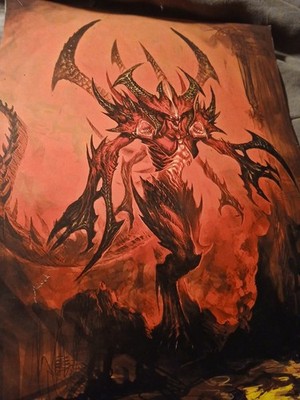 Prime Evil Diablo III Art On 10x13'' Backerboard Blizzard Dark Fantasy Gaming 
