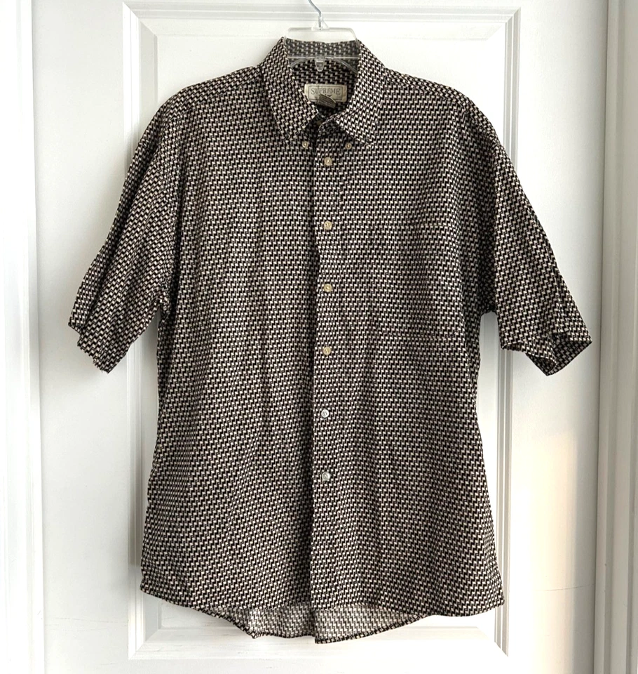 Camisa de manga corta de algodón con botones Geo negra tostada talla L de colección Supreme 100 % algodón Foto 3 de 4