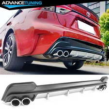 Fits 20-22 Toyota Corolla LE L XLE Rear Bumper Diffuser +Silver Lower Trim +Tips