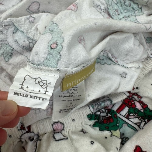 Pottery Barn Teen Hello Kitty Christmas Organic 2-piece Sheet Set Queen Read - Picture 7 of 11