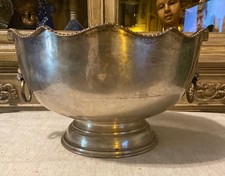 Vintage Silver Over Copper Lion-Handled Punch Bowl, Ice Bucket