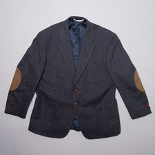 Vintage Stafford Lambswool Sport Coat 44S Gray Tweed Elbow Patch