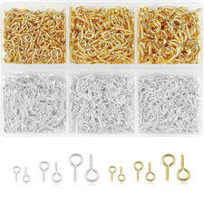 Screw Eye Pins: Small Eyelet Screws 3 Sizes 800Pcs Gold Silver Mini Eye Hooks