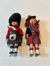 VINTAGE 1950s Scottish Celluloid Dolls Lot Bagpipes Traditional Dress