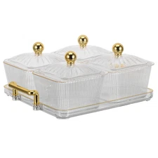  Four-compartment Nut Snack Plate Condiment Serving Tray Chips and Dip Dish
