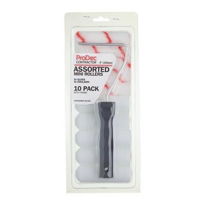 ProDec Contractor 10pk 4"" Assorted Mini Rollers & Frame Set
