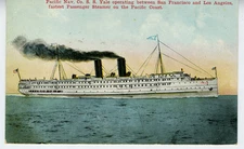 1911 Postcard Pacific Navigation Co Steamship Yale San Francisco & Los Angeles