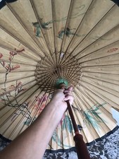 Japanese Style Paper Umbrella Art Painted Dancing Prop Wedding Party damaged 