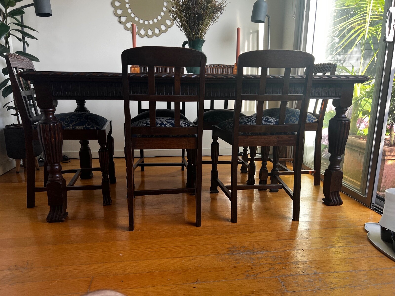 used hardwood dining table and chairs eBay