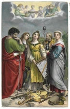 Beautiful postcard old postcard 1909 Ste Cecilia patroness of Musicians Raphael