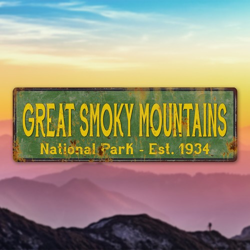 Great Smoky Mountains Sign National Park Rustic Decor Hiking Camp 106180057058 - Picture 2 of 8