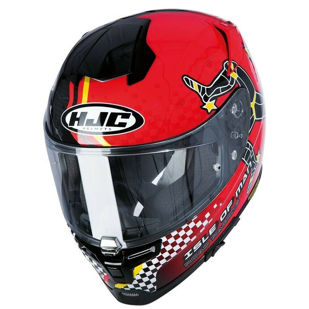 Casco integrale HJC RPHA 70 ISLE OF MAN Rosso e Nero la grafica del intero circu