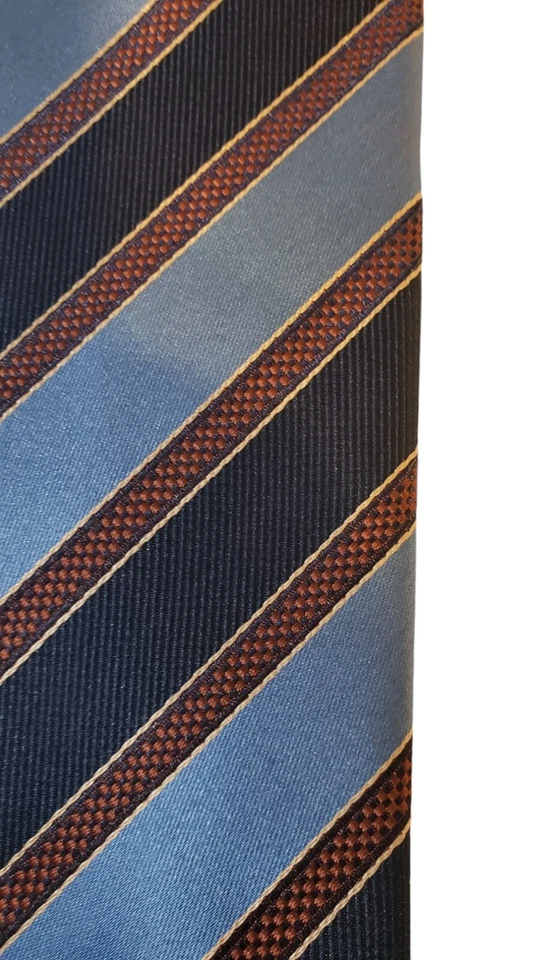 Creazioni Tucci Firenze Mens Luxury Tie Silk Necktie Italy 100% Silk Blue Stripe - Image 2 of 4