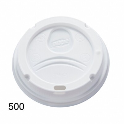 DIXIE Hot Cup Lid: Dome, Sip Through, 12 oz_20 oz White, 500 PK 9542500DX