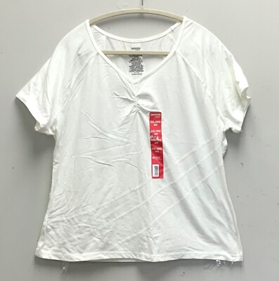 Danskin Now Short Sleeve T-Shirt  V-Neck White Womens Size XX-Large NEW