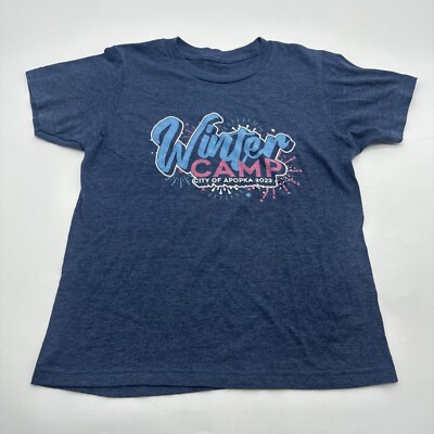 Sunday Winter Camp T-Shirt Youth Boy Medium Graphic Print Blue ..#17658