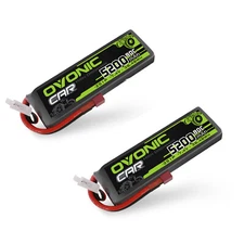 2X Ovonic 7.4V 80C 5200mAh 2S LiPo Battery T for 1/10 RC Car Truck Buggy crawler