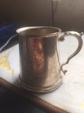 Sheffield Made Silver Plated Christening Cup With A Mouse Engraved On It