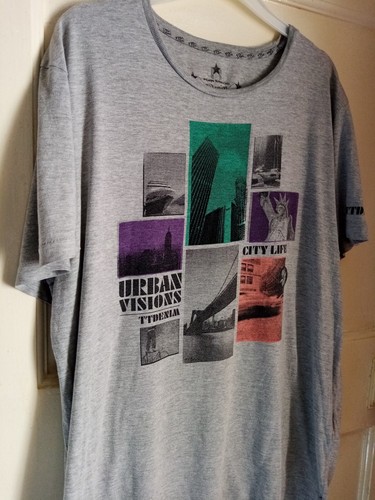 T Shirt Urban Visions XL Grey Graphic Logo Print Design Pre Loved Tom Tailor - Picture 11 of 24