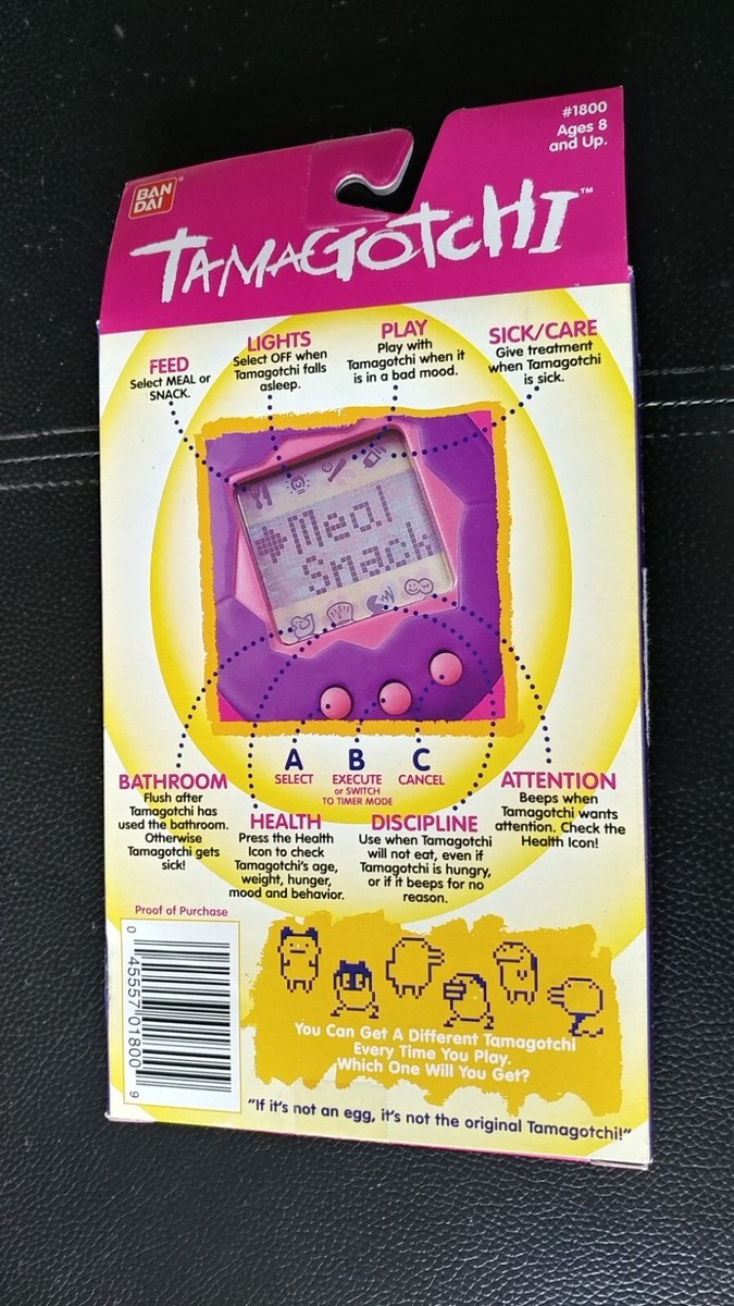 NOS Bandai Original TamaGotchi RARE Blue, Pink & Yellow, 1996