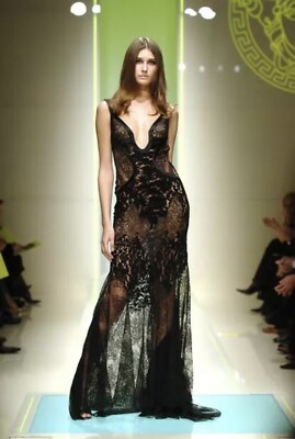 Versace F/W 2005 Runway Bustier Plunged Open Back Evening Dress Gown | eBay