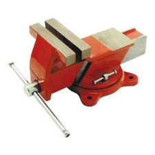 MORSA DA BANCO IN ACCIAIO BASE TONDA GIREVOLE GANASCE PARALLELE 125mm UTILIA