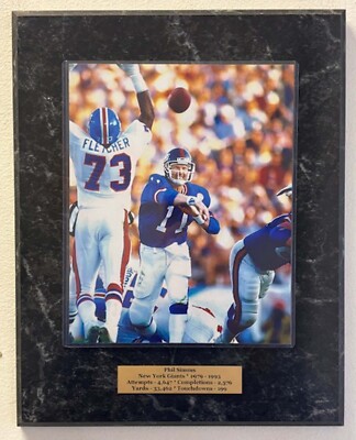 Phil Simms New York Giants 8x10 Photo Plaque w engraved nameplate w career stats