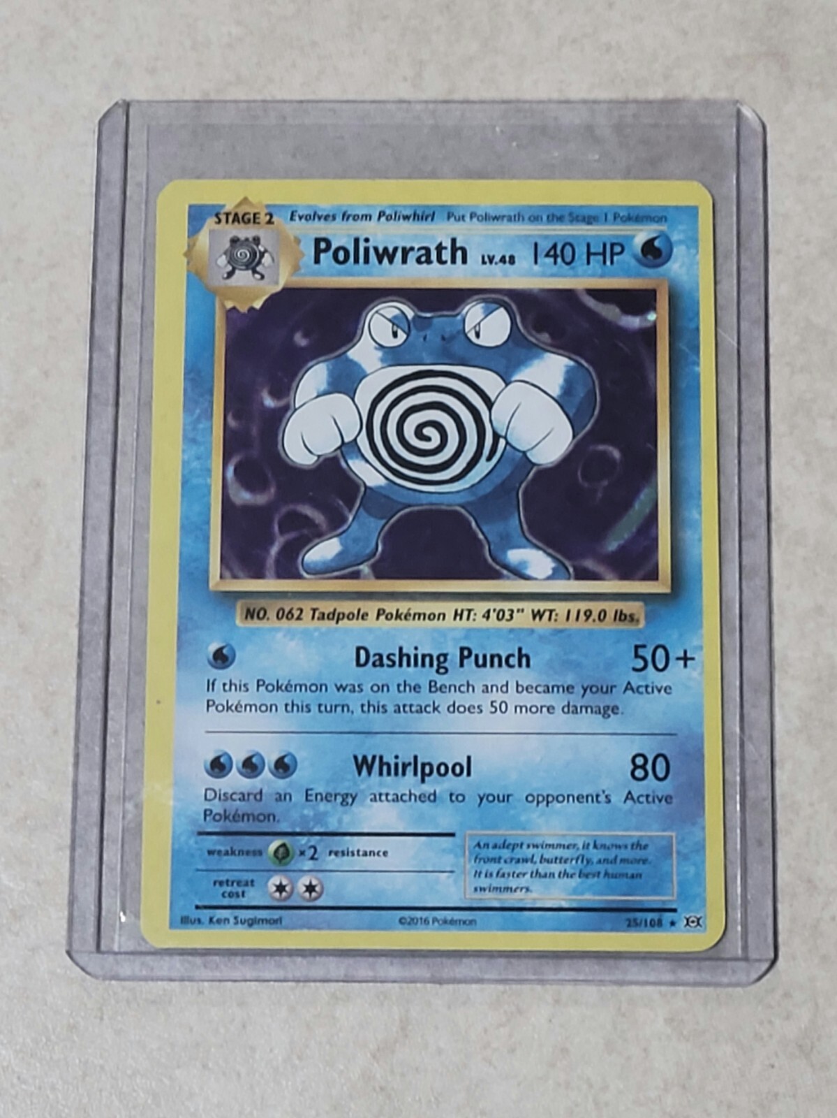 2016 POKEMON XY EVOLUTIONS POLIWRATH STAGE 2 TCG HOLO TRADING GAME CARD ...