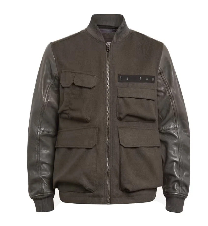 G Star men's Multi Pocket Varsity Leather Jacket NEW XL RARE