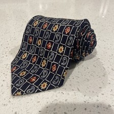 Vintage Chaps Ralph Lauren Silk Tie Blue Geometric