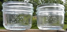 2 Kerr "Self Sealing" Wide Mouth Half (1/2) Pint Mason Jars, Unused