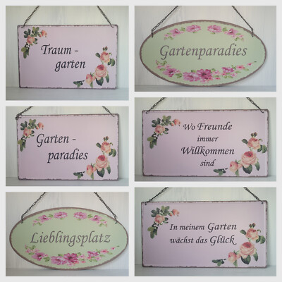 Formano Metall Schild Sprüche Blumen Rosa Grün Oval Eckig Frühling Sommer
