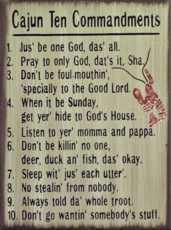 Cajun 10 Commandments Primitive Country Distressed Canvas Sign Home ...