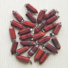 Wholesale 50pcs Natural Red Jasper Stone Hexagonal Pillar Pendants Jewelry DIY