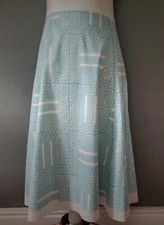 Wrap Blue  White Patterned Midi Skirt, 14