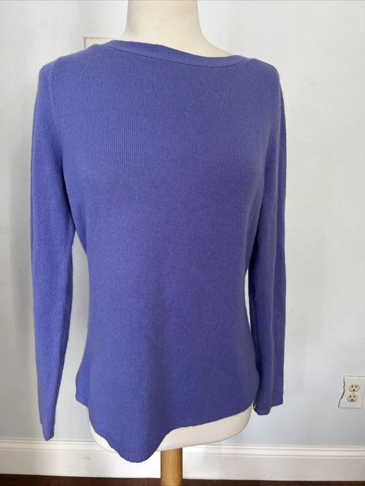 Peck Peck Cashmere Sweater Womens M Lavender Purple Soft Knit Luxury Preppy - Image 2 of 4