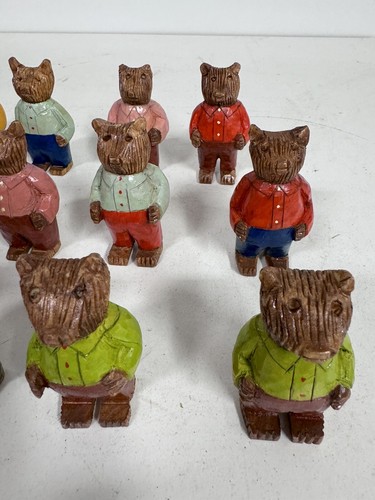18 VTG Russian Hand Carved Wood Bears Figure Folk Art Toys Hand Painted BHN - Picture 4 of 15