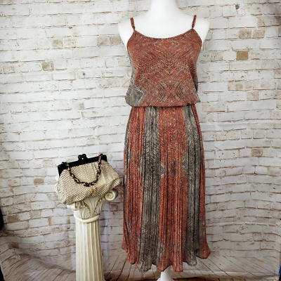 Lucca Couture Size S Red Black Print Sleeveless Accordion Pleated Midi Sun Dress | eBay Lucca Couture Size S Red Black Print Sleeveless Accordion Pleated Midi Sun Dress | eBay