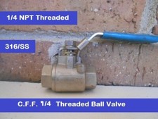 1/4" Female Threaded Ball Valve Stainless Steel 316 Full Port 2000 WOG w. Lock