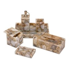 6 pcs Brown Agate Handmade Bathroom Set D cor for Luxury Bath Accessory