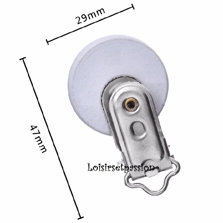 Clip Pince tétine Bois, Bleu Pois Blanc, Attache doudou, passant 10 mm - B09 - Photo 3/3