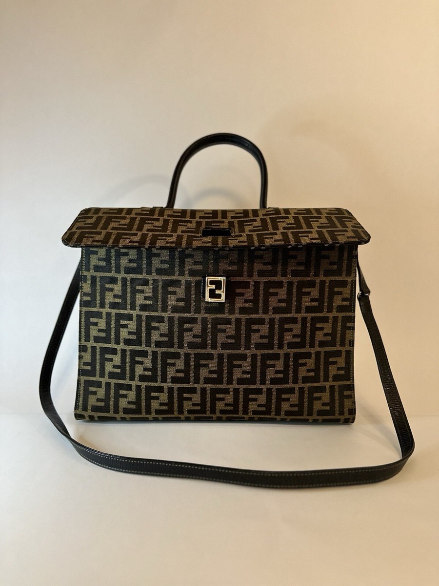 Vintage Fendi Zucca Pattern Trunk Case Business Bag Briefcase
