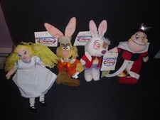 Disney Store Alice in Wonderland Bean Bag Plush Lot of 4 Alice, Queen, Rab, Hare