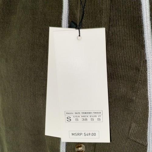 COASTAL MODERN FIT MENS OLIVE GREEN CORDUROY BUTTON DOWN HOODED SHIRT SIZE S - 第 4/5 張圖片
