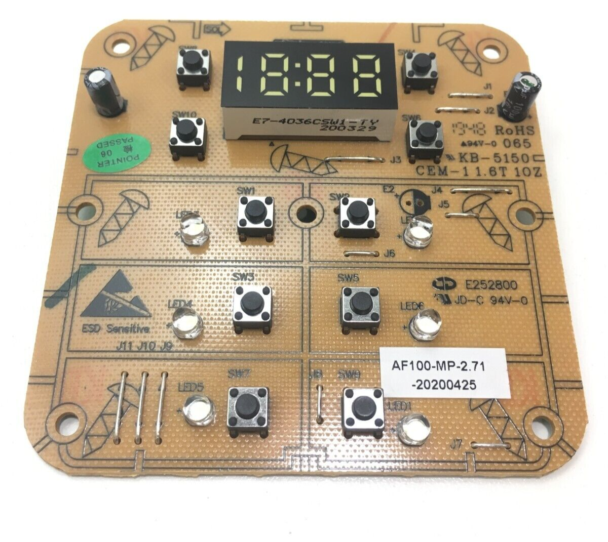Ninja AF101 LED DISPLAY FACEPLATE PCB MOTHERBOARD CIRCUIT BOARD