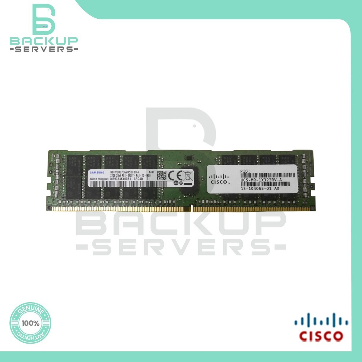 Dell R230 Cisco 32GB 2Rx4 DDR4-2400 PC4-19200T RAM Memory Ucs Mr 1x322rv A 15 104065 01 79499 P FC 24 Ps4