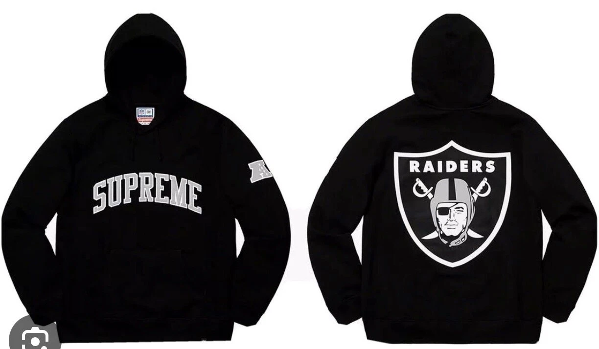 Sweat à capuche noir XLarge marque Supreme X Raiders NFL 47’ très rare SS19 neuf