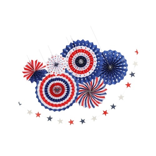 Bandiera USA oggetti di scena fotografici patriottici lanterne fiori patriottici ventaglio da appendere - Foto 8 di 12
