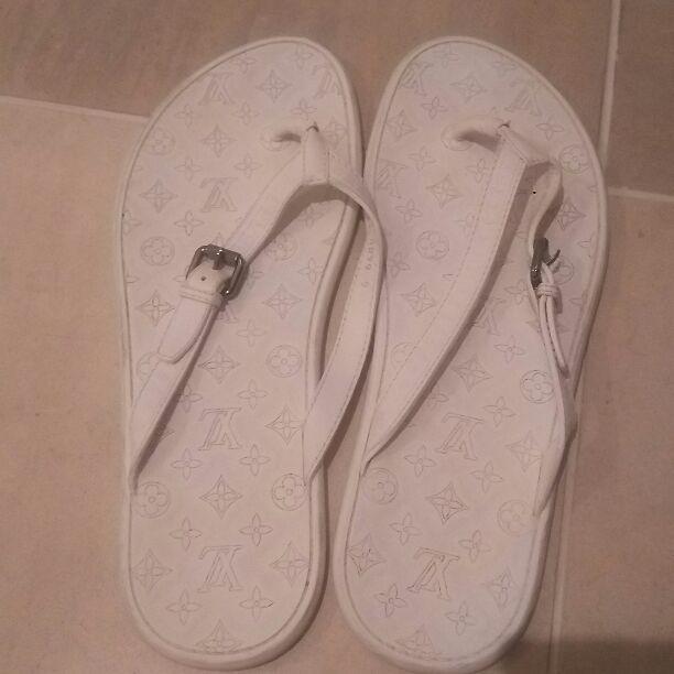 Louis Vuitton Men's Sandals White Rubber Flip-flop Flat Monogram